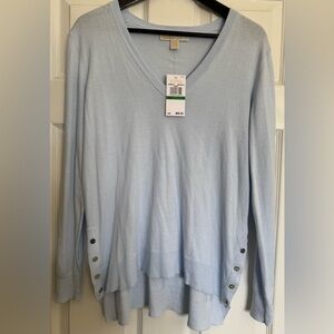 Michael Kors L Harbor Blue V-Neck Sweater New with tags.